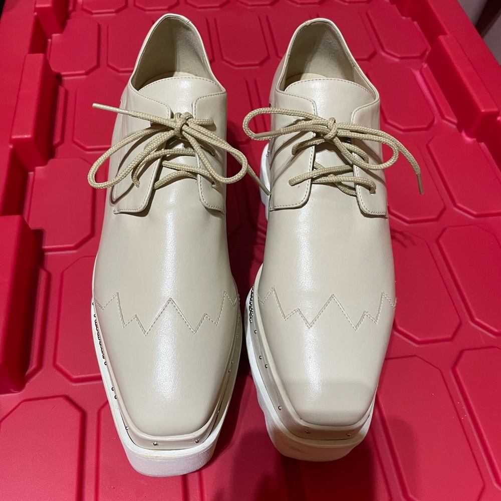 Stella McCartney Elyse Star Platform Derby Beige Vegan Leather Studded Stars 39 - Picture 3 of 10